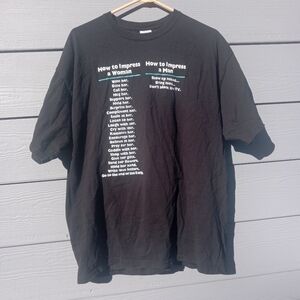 Men's How to Impress a Woman vs. How to Impress a Woman Black T Shirt Size XL